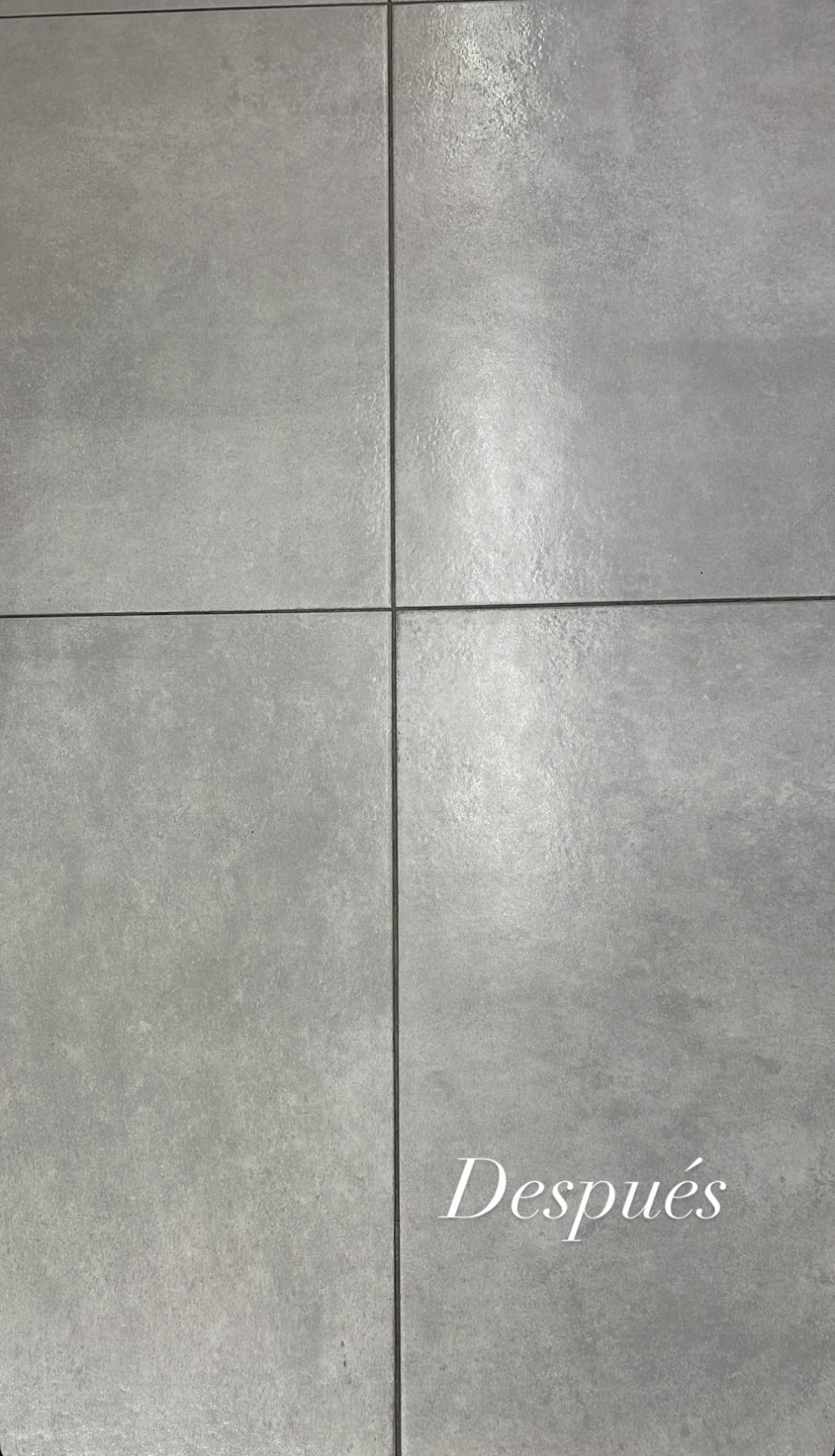 `Suelo gres porcelánico clase 1 después del semi-pulido con producto Ferro Pequinsa resultado certificado por laboratorio Wessex Lab inscrito en ENAC El Mercado de Martínez Molina de Aragón`